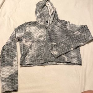 Green and white textured jacket